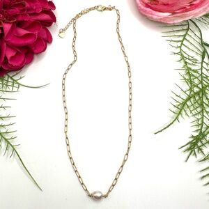 NEW⚜️”Rosa” 14K Freshwater Pearl Paperclip Chain Necklace